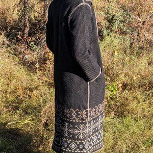 Woolrich Women's S Black/Tan Reversible Hooded Duster Wool Coat/Jacket 16260